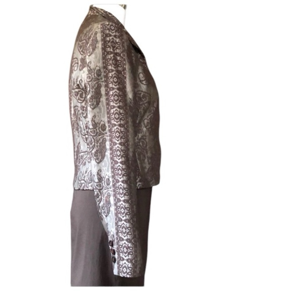 Vintage Tahari platinum bronze brocade crop waisted blazer - Picture 5 of 11